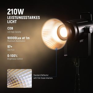 NEEWER CB200B 210W LED Video Light All Metal Bi Color COB illuminazione a uscita continua per la registrazione Video - Product Image 3