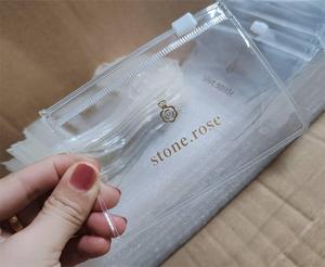 定制标志透明塑料袋，带滑动聚氯乙烯拉链，用于珠宝礼品摩奇玩具精品文具化妆包装