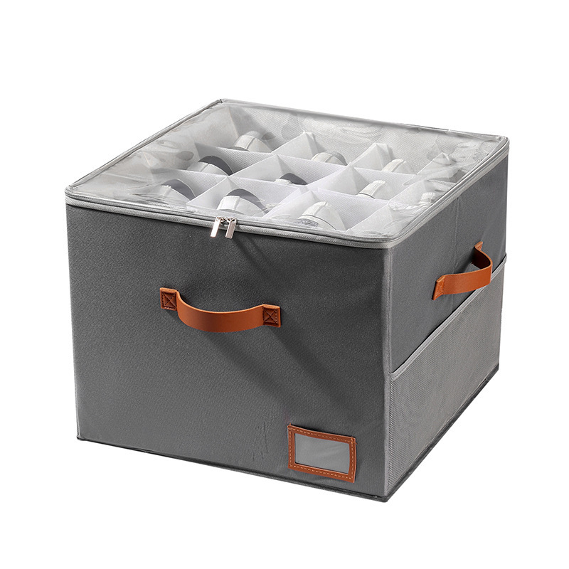 Gray storage shoe box with 16 compartments
