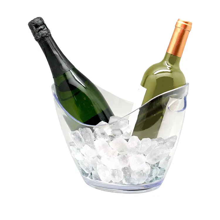 Cubo de hielo de acrílico transparente de plástico OEM, Cubo de vino de plástico, cubo enfriador de bebidas para fiestas, contenedor de hielo para fiestas, cubo de hielo