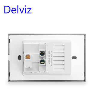 Delviz Tempered Glass Panel 120mm*72mm, USBA+USBC 5V 2A, 16A Wall <strong>Plug</strong> Electrical Outlet, <strong>US</strong> Standard Type-C USB Charging Socket - Product Image 2
