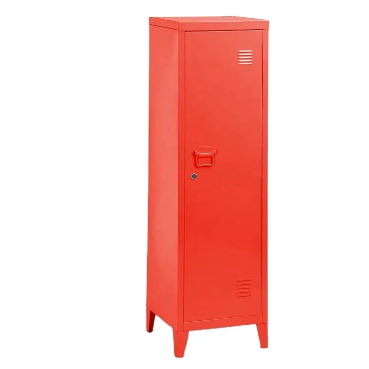Прочный металлический портативный шкаф с одной дверью/Бело-красная дверь для девушек, модный шкаф для маленькой комнаты
