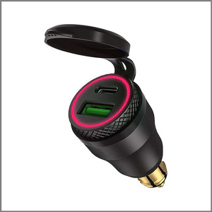 เครื่องชาร์จ USB แบบอลูมิเนียม30W PD Type-C 3.0อะแดปเตอร์ที่ชาร์จอย่างรวดเร็ว12V/24V อุปกรณ์มอเตอร์ไซค์ Triumph - Product Image 3