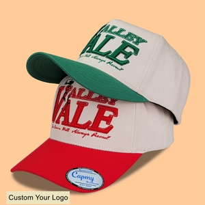 Customized 3d Embroidery Logo Baseball Cap Hat for Men <strong>Two</strong> <strong>Tone</strong> Colour Green Khaki Beige Polyester <strong>5</strong> <strong>Panel</strong> a Frame Baseball Caps - Product Image 1