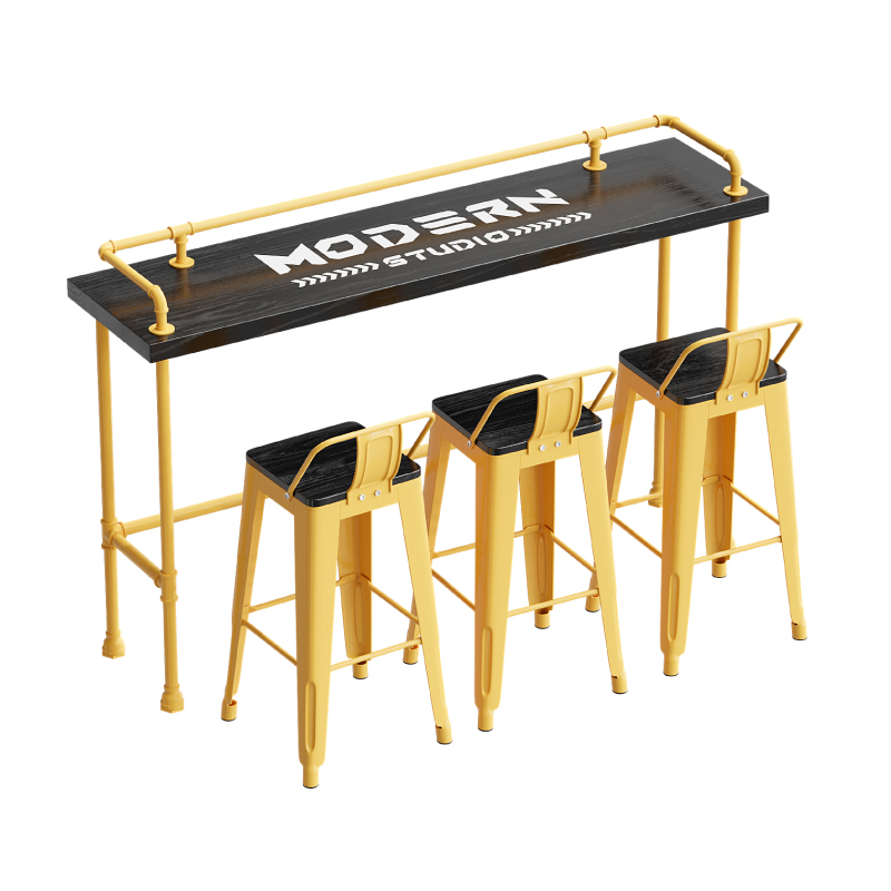 Mesa larga amarilla 180+3 sillas