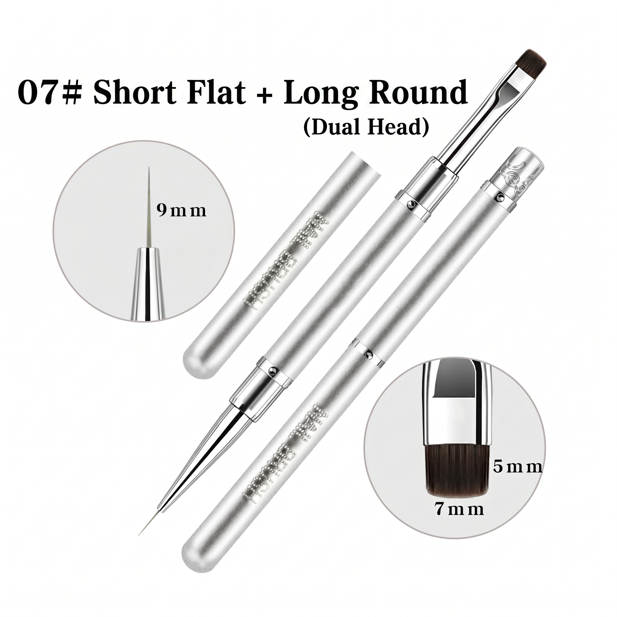 #07 Brosse courte plate et longue ronde (double tête)
