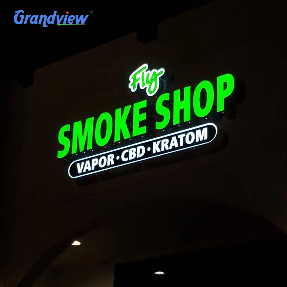 Escritório 3d letras led sign smoke shop logotipo acrílico metal canal carta propaganda sinal