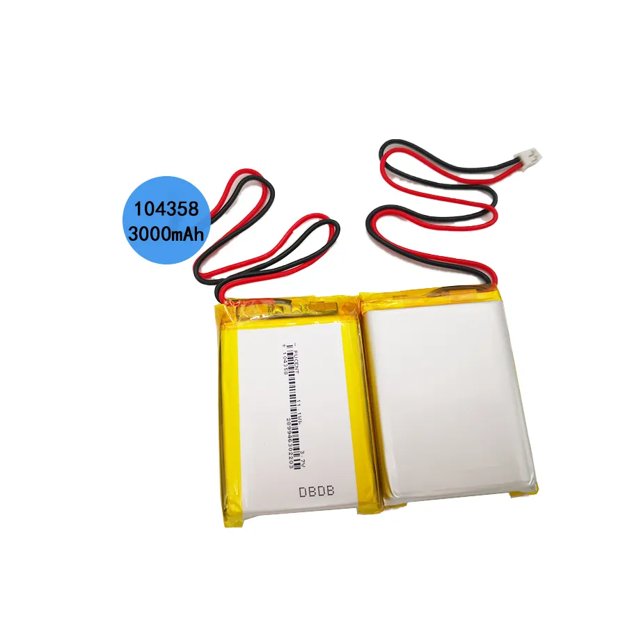 Alta tasa de descarga 104358 3,7 V batería de polímero de iones de litio 3000mAh KC CE batería lipoly para altavoz pos ATM