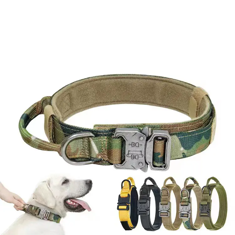 Venta al por mayor de collares para perros medianos y grandes Collar de perro táctico de entrenamiento ajustable collares para mascotas para pasear perros al aire libre