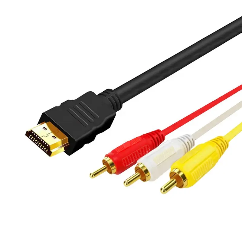 HDMI To RCA สาย HDMI ตัวผู้ไปยัง3RCA AV คอมโพสิตตัวเชื่อมต่อชายอะแดปเตอร์สายเคเบิลเครื่องส่งสัญญาณ