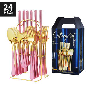 24-Piece Fashion <strong>Simple</strong> <strong>Style</strong> Stainless Steel <strong>Flatware</strong> Tableware Set with Premium Gift Box Cutlery Set Service for 6 - Product Image 2