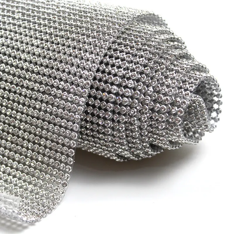 Strass a rete in alluminio con fondo in argento all'ingrosso della fabbrica strass a rete in alluminio fai da te con strass Hot fix