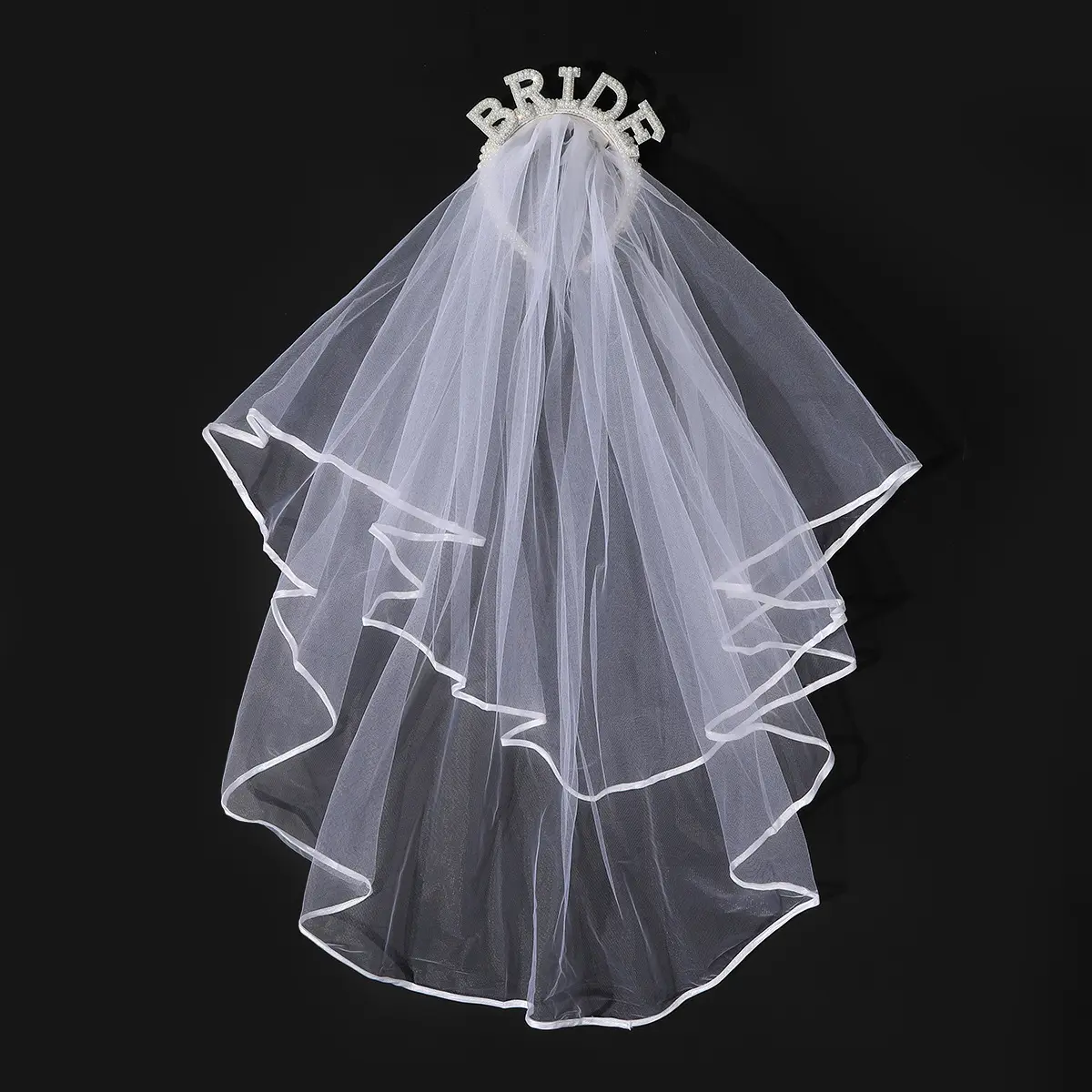 2024 mới phổ biến đám cưới bên mũ nón ăn mặc Headband cô dâu mới ngọc trai rộng vành Bridal Veil Headband