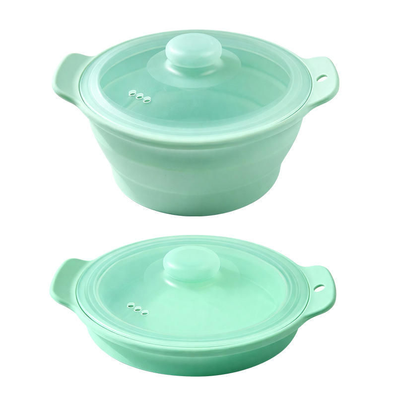 Round-mugwort-green-foldable steamer