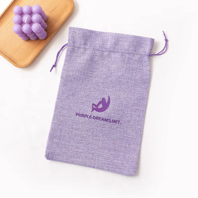 Sacos de yute con logotipo personalizado, bolsa de arpillera de cáñamo con cordón, de arpillera, para joyería