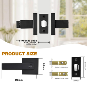 Nhiệm Vụ Nặng Nề Matte Màu Đen Vuông Phòng Tắm Cửa Khóa Xử Lý Dễ Dàng Cài Đặt Phòng Ngủ Phòng Tắm Cửa Xử Lý Khóa Thiết Lập - Product Image 3