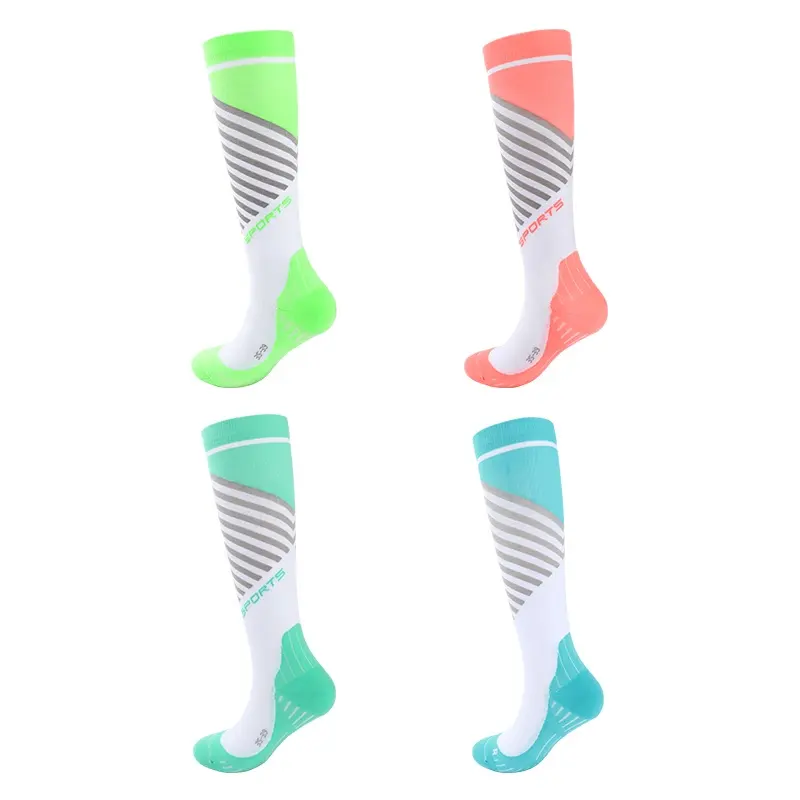 Calcetines deportivos personalizados hasta la rodilla venas varicosas calcetines de compresión para correr calcetines atléticos con agarre de entrenamiento de fútbol juvenil