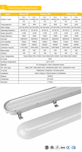ไฟ LED Tri-proof 18W 36W 50W พร้อมเซนเซอร์และแบตเตอรี่ฉุกเฉินที่สวิตช์3CCT 120lm สำหรับใช้ในคลังสินค้า - Product Image 5