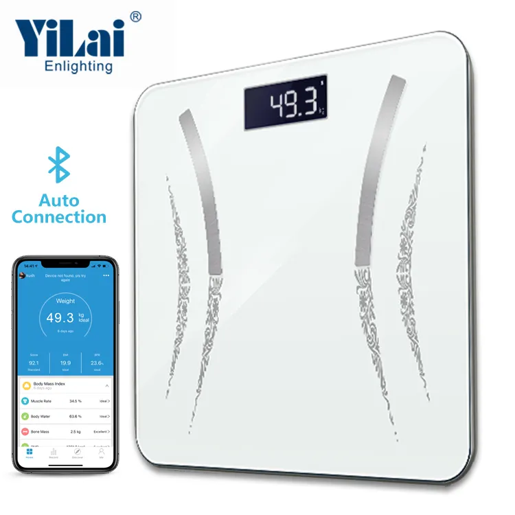 LASS-báscula de peso portátil para el hogar, mini báscula electrónica inteligente con Bluetooth para IMC y grasa corporal, báscula digital para Baño