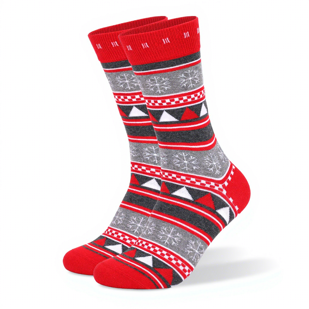 Df0117-2 gray snowflake christmas mid-calf socks