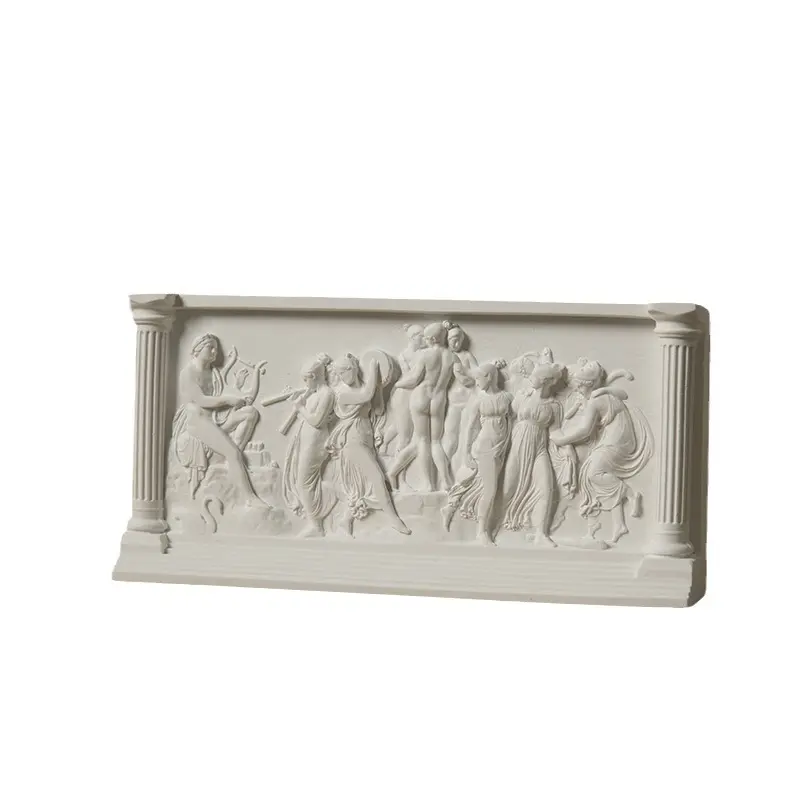 Diseño personalizado pieza de arte griego antiguo resina pura escultura en relieve 2D placa de pared
