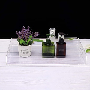 带手柄的矩形透明丙烯酸托盘 - Product Image 5