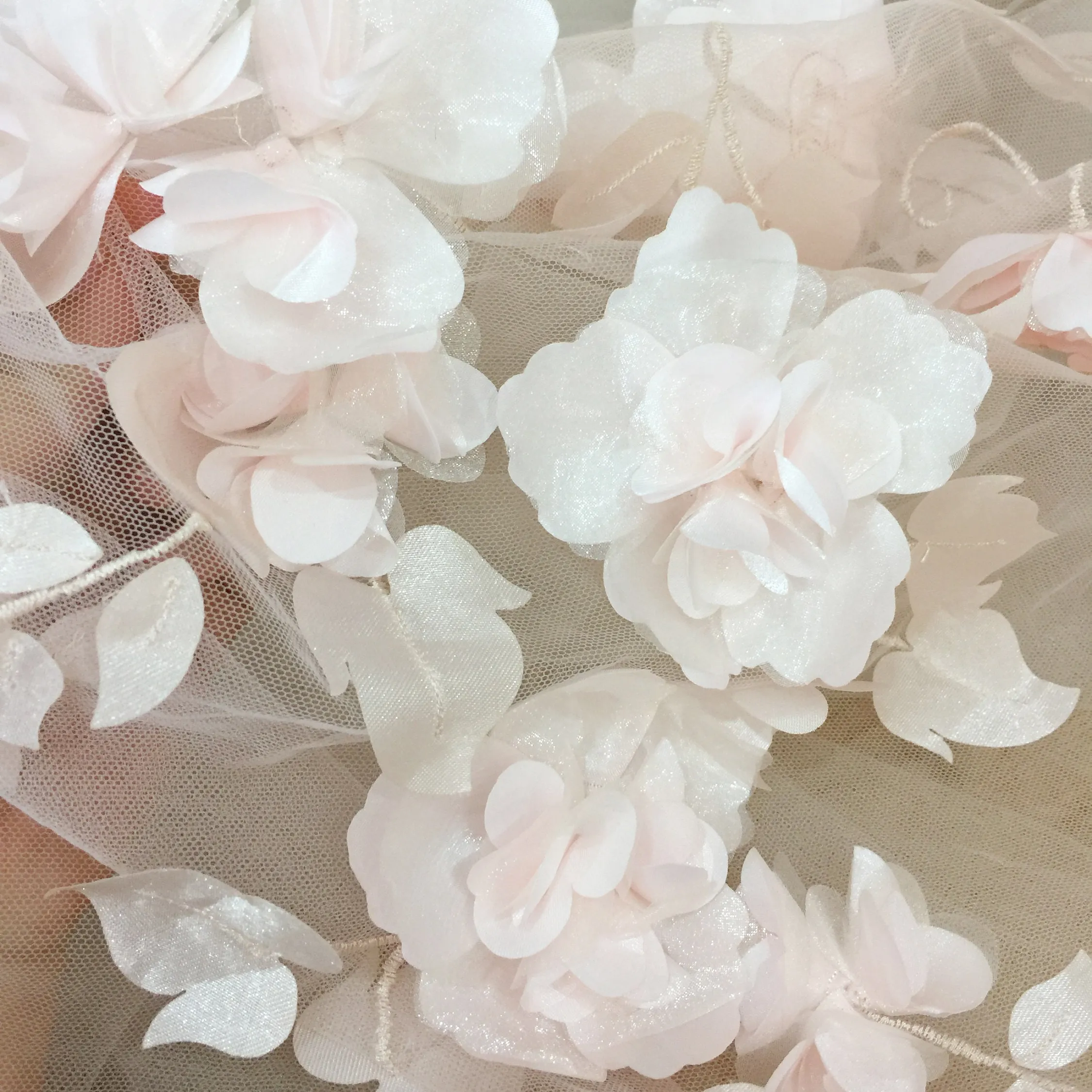 Роскошная детская розовая кружевная ткань с 3D цветочной вышивкой для невесты Haute Couture