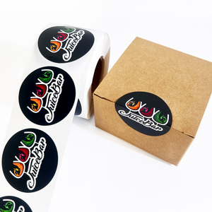 Özel iş marka Logo yapışkanlı gıda etiketleri su geçirmez vinil sızdırmazlık yuvarlak kağıt ambalaj etiketleri rulo özel etiket rulosu - Product Image 3