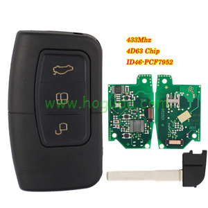 Ford 3 düğme anahtarsız gitmek için uzaktan anahtar ile 433mhz sormak ASK 52 52 4D63 çip FCCID:3M5T-15K601-DC - Product Image 1