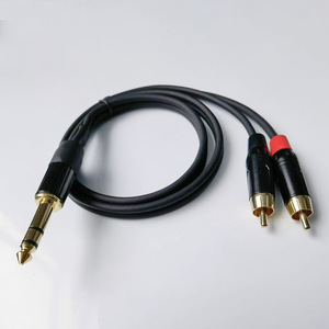 6.35立体声双RCA适配器大三核/双核音频线3.5毫米连接器公/母一对二，适用于1m/2m - Product Image 3