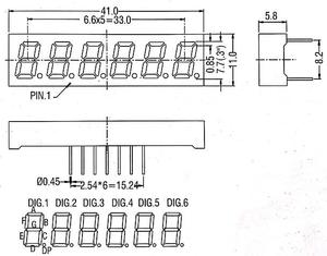 HOUKEM-3061-BSR общий анод красный 6-значный семисегментный дисплей 0,3" - Product Image 4