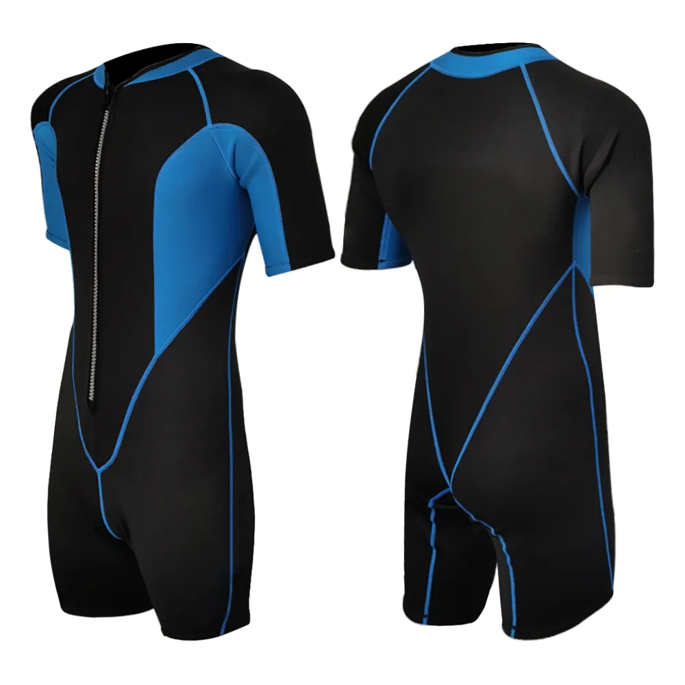 Roupa de neoprene curta com zíper de peito para mergulho de mergulho 2 mm masculina