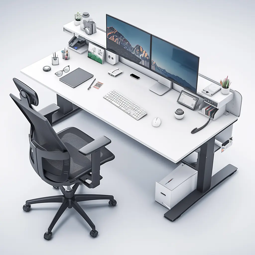 Mesa de escritório fixa com motor único, mesa de escritório com 2 estágios, mesa elétrica ajustável em altura, ideal para uso doméstico
