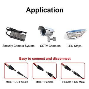 DAJIANG OEMカスタマイズ12V 5A DCパワープラグコネクタ5.5mm X 2.1mmジャックLEDストリップ用防犯カメラパワージャックケーブル - Product Image 5