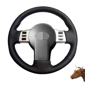 インフィニティFXFX35 FX45 2003-2007日産350Z 2003-2006用卸売手縫いブラック本革ステアリングホイールカバー - Product Image 1