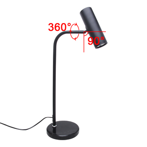 With European Plug Rotate Table <strong>Lamp</strong> 9W Simple Design <strong>Black</strong> Shell Long Neck Table <strong>Lamp</strong> Large Size Read Light With On-off Key - Product Image 5