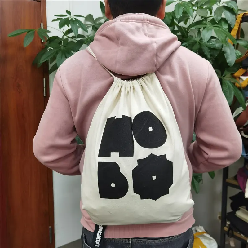 Chuang hua Low MOQ Kunden spezifisches Geschenk Baumwoll tuch Kordel zug Rucksack Baumwolle Canvas Bag Mit Logo Canvas Rucksack Tasche