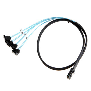 MINI SAS SFF-8087ไปยัง4 90 ° SATA ฮาร์ดดิสก์แบบแข็งคอมพิวเตอร์เซิร์ฟเวอร์ฮาร์ดดิสก์12Gbps สายข้อมูลบวกแกนทองแดงชุบเงิน - Product Image 4