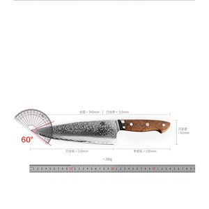 8-Inch kırmızı gölge ahşap şam çelik şef bıçağı lazer Logo mutfak et dilimleme için paslanmaz çelik saplar karbon çelik bıçak - Product Image 4