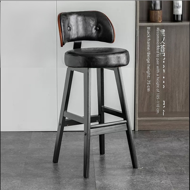 black solid wood feet-black leather
