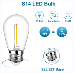 Dekoratif filament ampul plastik S14 ampul için su geçirmez şerit ışık E27 110V 1W 24V 2W veranda dize için - Product Image 2