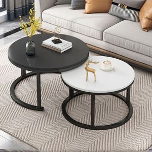 Home Furniture Circle Coffee Round Marble Top Modern Granite Gold Metal Side Marble Stone Nest of <strong>3</strong> <strong>Table</strong> <strong>Set</strong> Nesting <strong>Table</strong> - Product Image 2