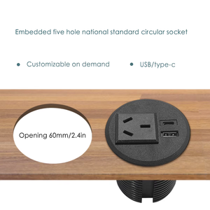 Enchufe redondo integrado estándar australiano AU, enchufe para el hogar para muebles, 1 puerto USB, 1 puerto tipo C - Product Image 5