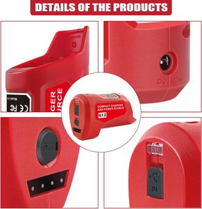 Adaptador de cargador de fuente de alimentación USB para batería Milwaukee M12 12V, carga de entrada tipo C - Product Image 4
