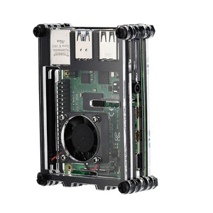 Чехол Raspberry Pi 4B, 9-слойный акриловый чехол, прозрачный черный контрастный корпус + охлаждающий вентилятор + охлаждающий ребро - Product Image 3