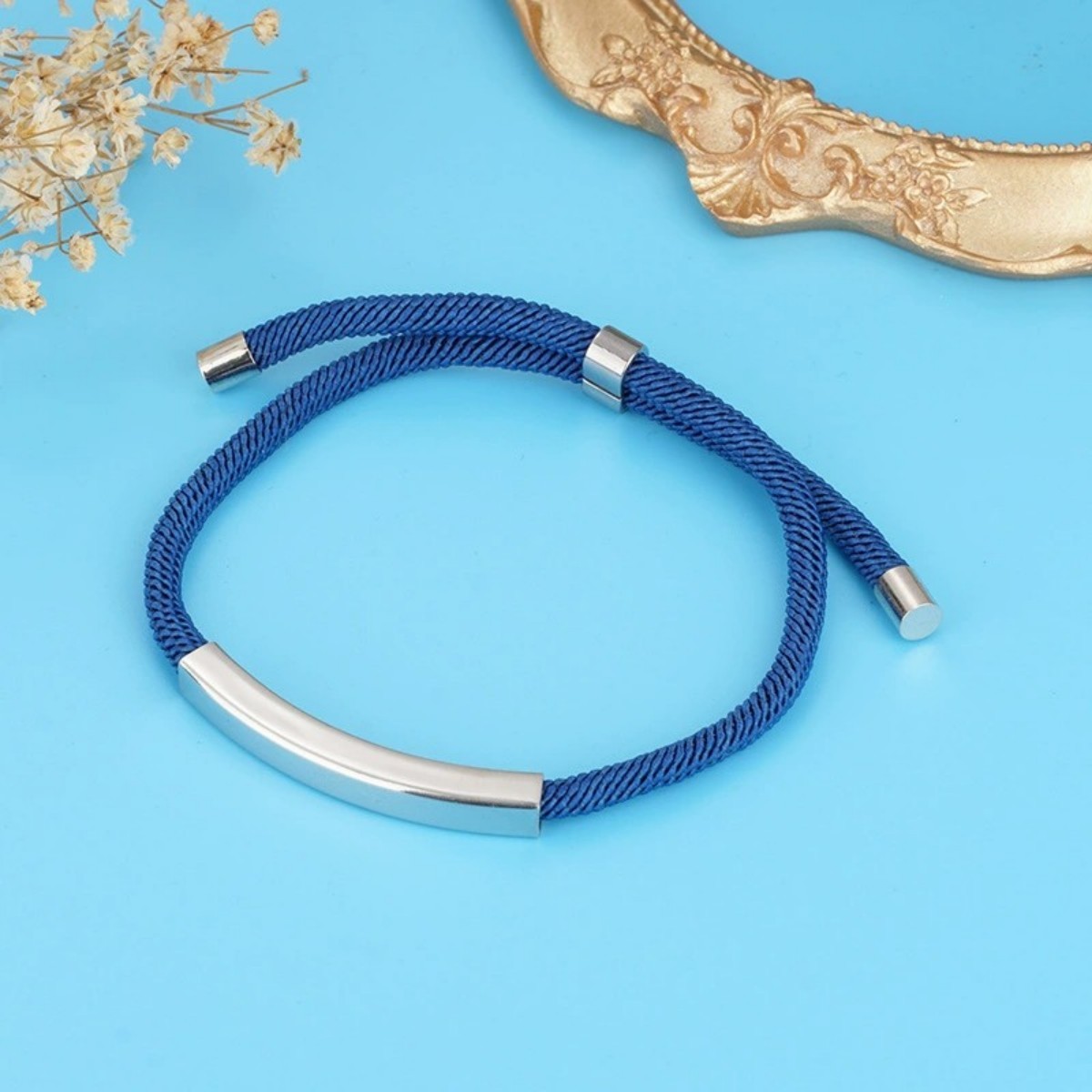 Ciondolo in argento+cordino blu