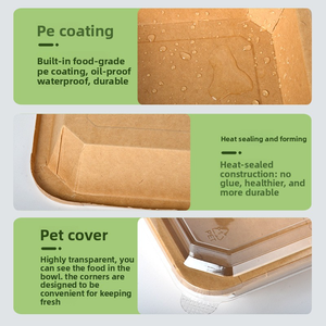 Thân thiện với môi giấy dùng một lần Hộp thực phẩm bao bì thực phẩm container lấy đi <span class=keywords><strong>salad</strong></span> Bowl với nắp - Product Image 4