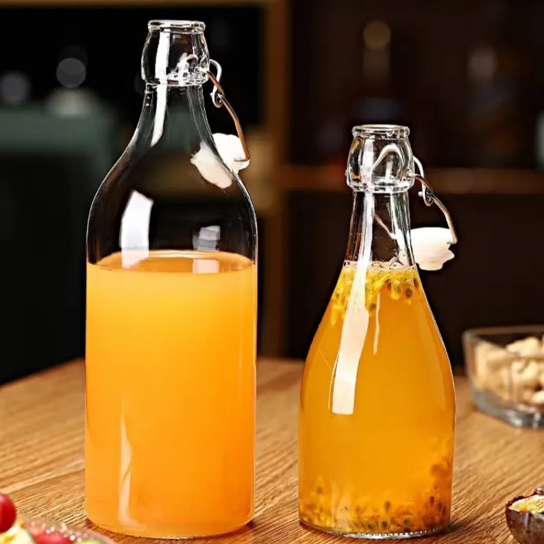 350ml 500ml 1000ml Garrafas de vidro transparente com tampas de ar apertadas Fácil Cap para cerveja e Home Brewing Kombucha com rolhas Swing Top