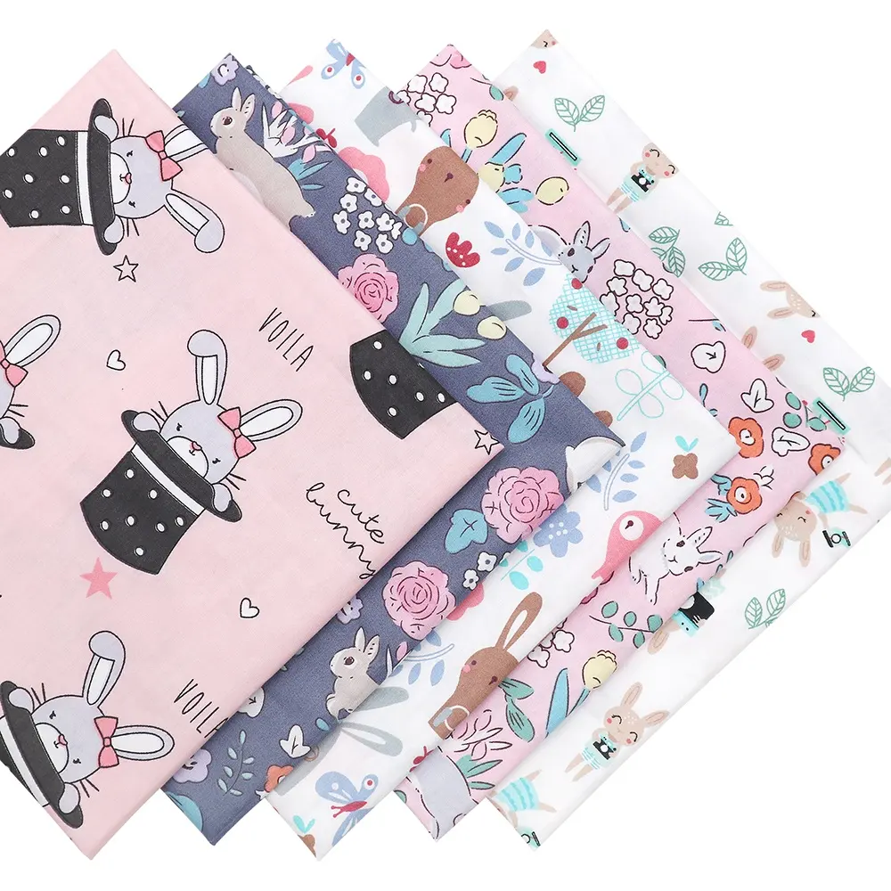 미터에 의해 부활절 꽃 토끼 패턴 100% 면 인쇄 직물 번들 도매 능 직물 직물 가방 베개