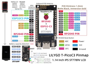 Scheda di sviluppo del microcontrollore con Display LILYGO T-PicoC3 ESP32-C3 RP2040 Dual MCU 1.14 pollici - Product Image 6